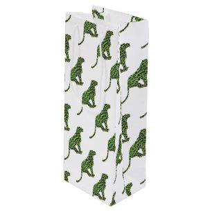 Sacola Para Vinho Leopard Black and Green Silhouette
