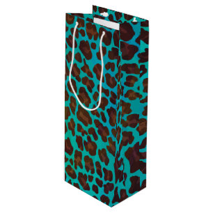 Sacola Para Vinho Leopard Brown e Teal Impressão