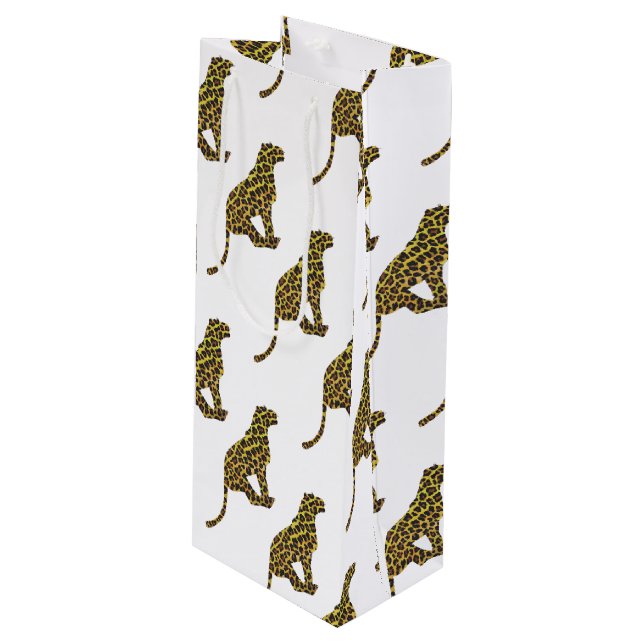 Sacola Para Vinho Leopard Brown e Yellow Siloette (Frente inclinada)