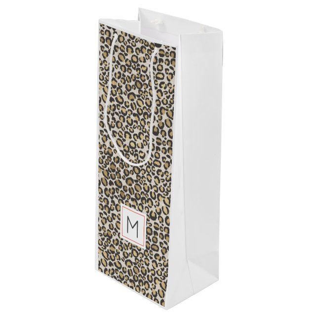 Sacola Para Vinho Leopard Print Monogramas INICIAL (Frente inclinada)