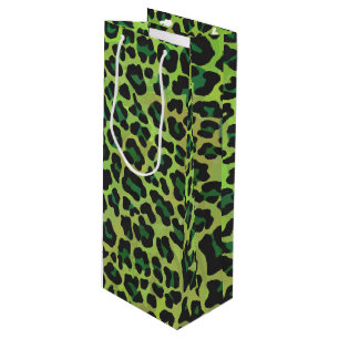 Sacola Para Vinho Leopardo Negro e Impressão Verde