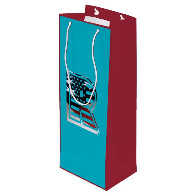 Sacola Para Vinho Letra R Monograma EUA Sinalizador (Verso inclinado)