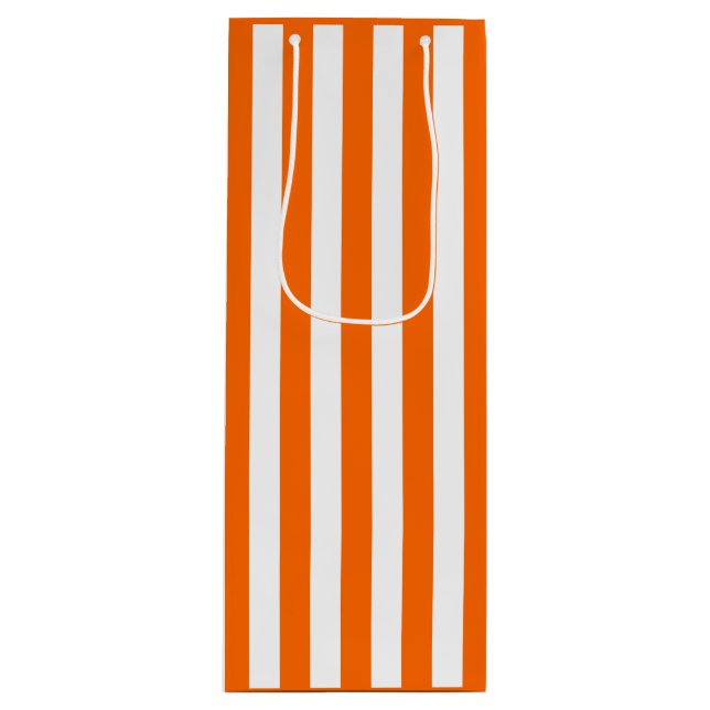 Sacola Para Vinho Listra Laranja e Branco (Frente)