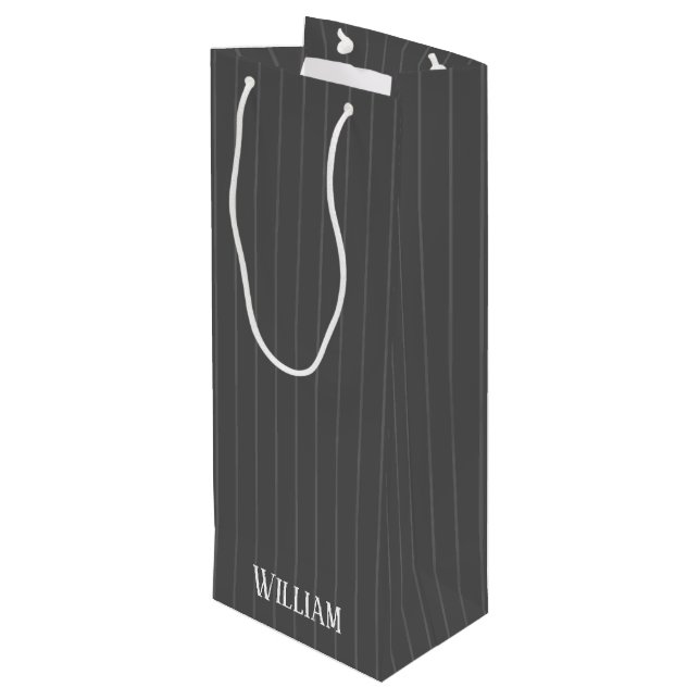 Sacola Para Vinho Listras de cinza personalizadas (Verso inclinado)