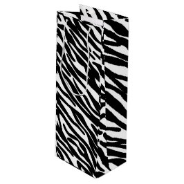 Sacola Para Vinho Listras de Zebra Preta e Branca, Impressão de Pele