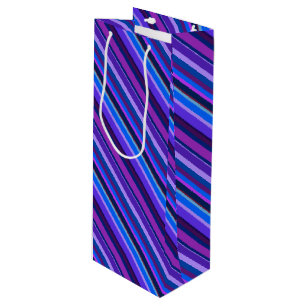 Sacola Para Vinho Listras diagonais em azul e roxo
