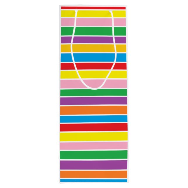Sacola Para Vinho Listras Horizontais de Arco-íris (Verso)