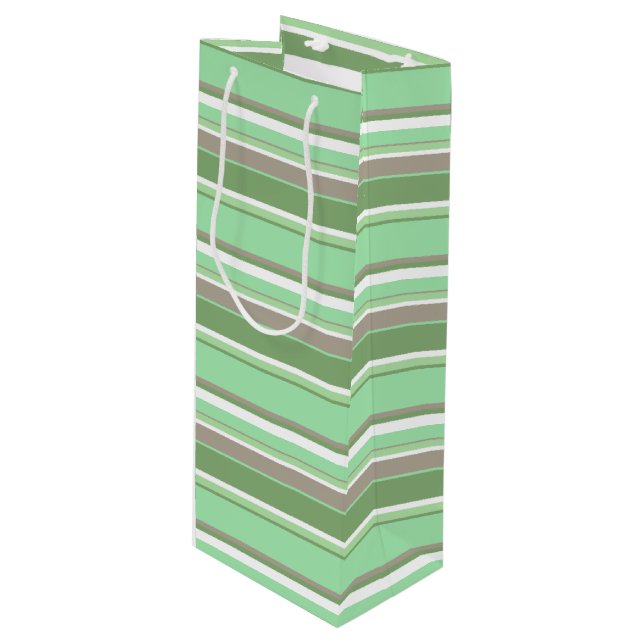 Sacola Para Vinho Listras verdes claras (Frente inclinada)