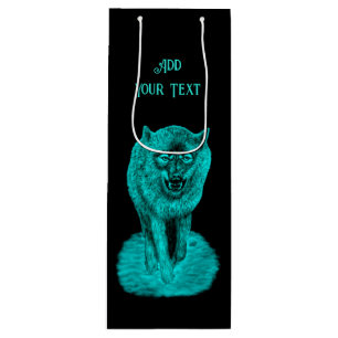 Sacola Para Vinho Lobo Negro Zangado na Noite