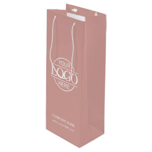 Sacola Para Vinho Logotipo Corporativo Minimalista Rosa Poeirento da