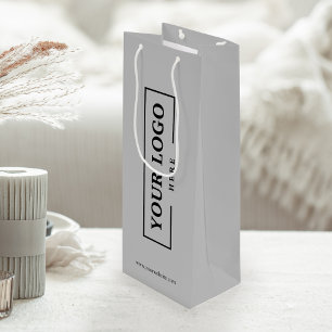 Sacola Para Vinho Logotipo corporativo personalizado Cinza de Promoc