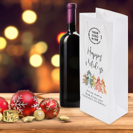 Sacola Para Vinho Logotipo Empresarial Feliz Natal Corporativo