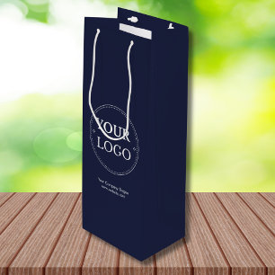 Sacola Para Vinho Logotipo Personalizado Azul Marinho Negócios Marca