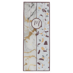 Sacola Para Vinho Love Terrazzo-Marble Personalizado Inicial