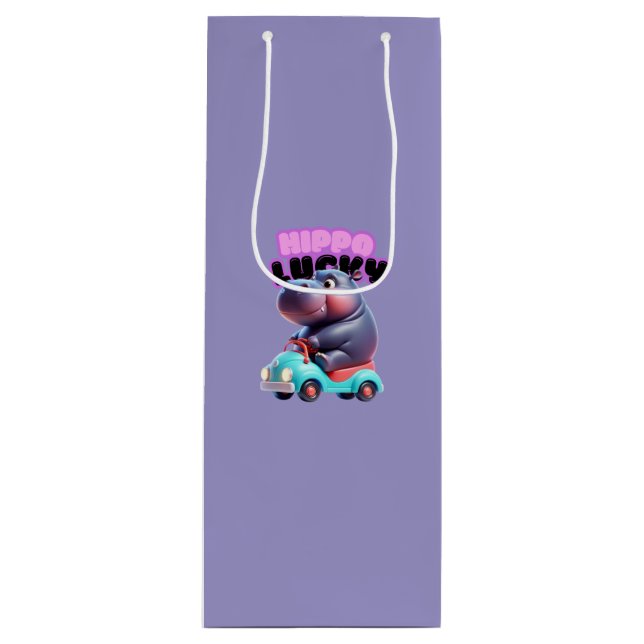 Sacola Para Vinho Lucky Hippo Gift Bag (Frente)