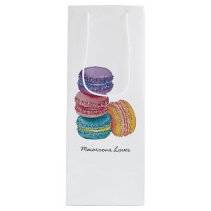 Sacola Para Vinho Macarões Coxas Do Arco-Íris Em Aquarela