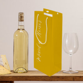 Sacola Para Vinho Madrinha de casamento de Script Estilizado Amarelo