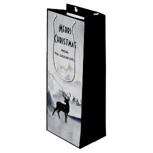Sacola Para Vinho Maiestésico Reindeer Cinza Aquarela Feliz Natal