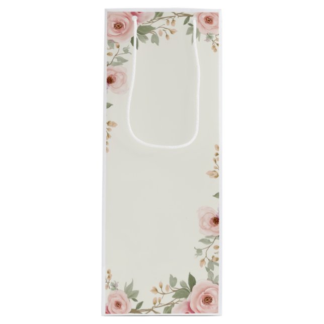 Sacola Para Vinho Maleta de Elegância Floral Suave (Frente)