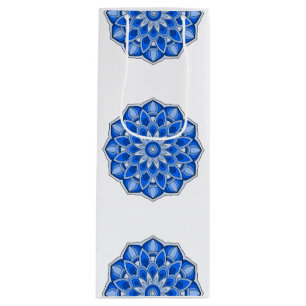 Sacola Para Vinho Mandala em azul
