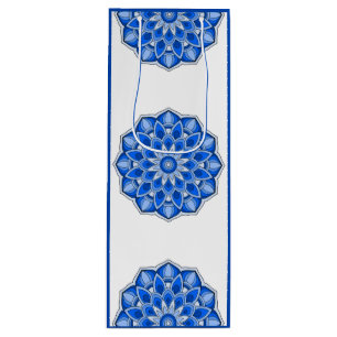 Sacola Para Vinho Mandala em azul