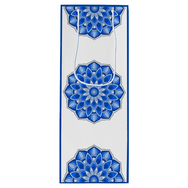 Sacola Para Vinho Mandala em azul (Frente)
