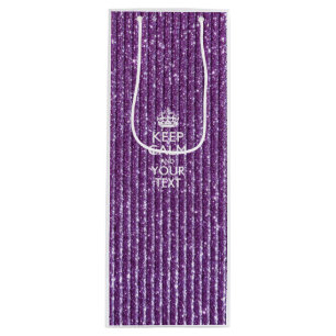 Sacola Para Vinho Mantenha calma e seu texto em Na moda Roxo