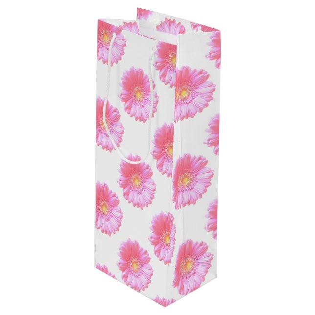 Sacola Para Vinho margarida da rosa claro gerbera (Frente inclinada)