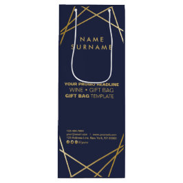 Sacola Para Vinho Marketing Geométrico Dourado Moderno