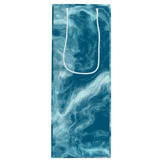 Sacola Para Vinho Mármore de água azul (Frente)