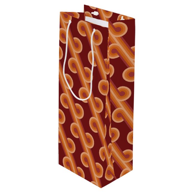 Sacola Para Vinho Maroon Red Orange Circles Fusion Fine Art Patterno (Frente inclinada)