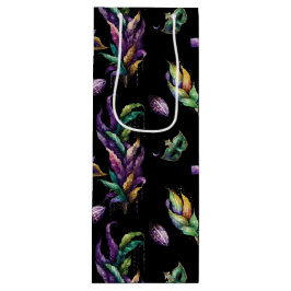 SACOLA PARA VINHO MÁSCARAS E PENAS DE GRÁFICOS MARDI DOURADOS, PURPA