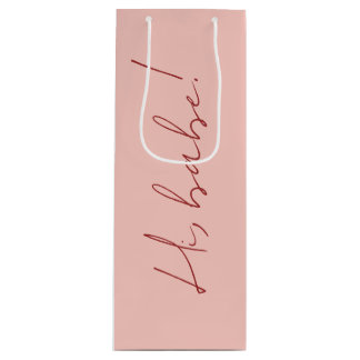 Sacola Para Vinho Mensagem de Script Vermelho Bebê, Rosa-Rosa-Cinto-