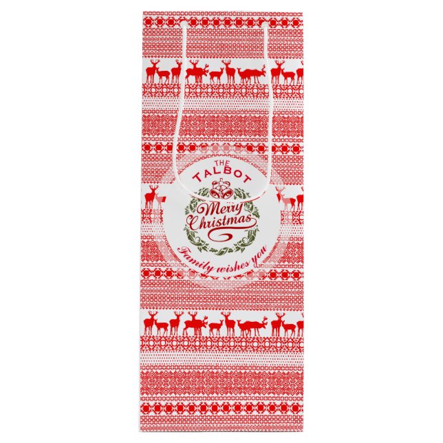 Sacola Para Vinho MERRY CHRISTMAS presente tradicional personalizado (Frente)