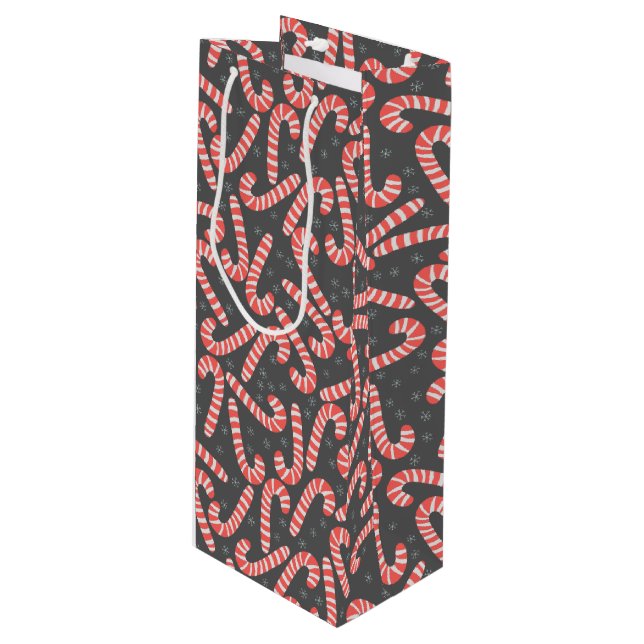 Sacola Para Vinho Merry Natal Peppermint Candy Canes Snowflakes (Frente inclinada)