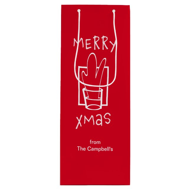 Sacola Para Vinho Merry Xmas (Frente)