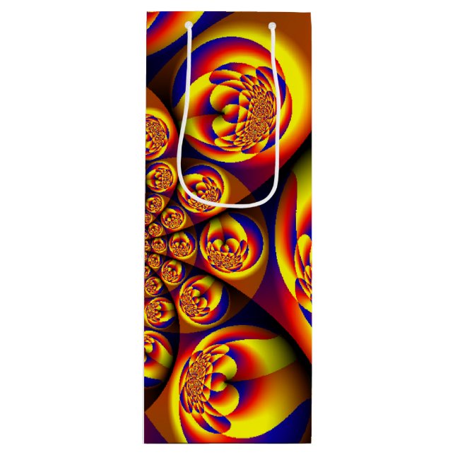 Sacola Para Vinho Miniesferas azuis, amarelas, Douradas (Frente)