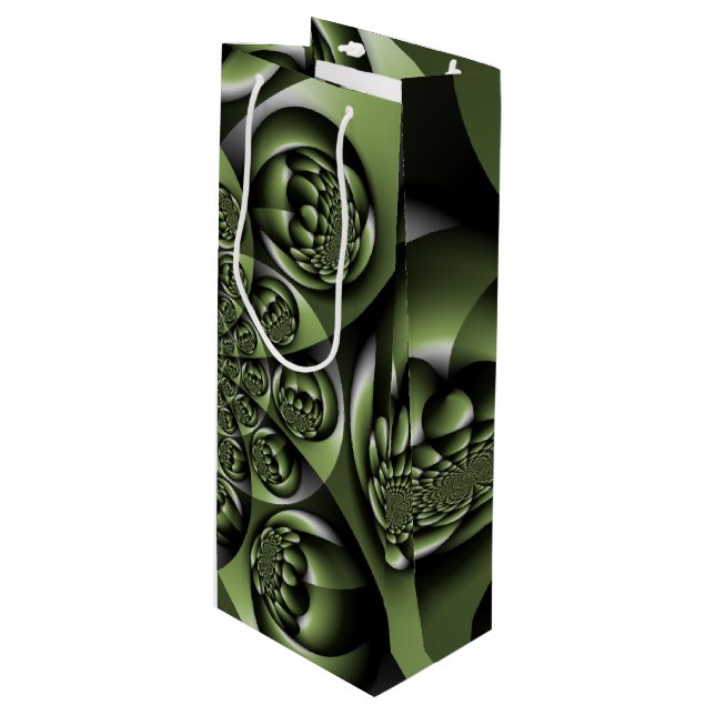 Sacola Para Vinho Miniesferas de Floresta Verde Branca (Frente inclinada)