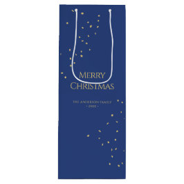 Sacola Para Vinho Minimalista Moderno Confetes de Ouro Feliz Natal