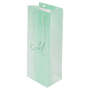 Sacola Para Vinho Modelo Moderno Elegante Minint Verde Monograma
