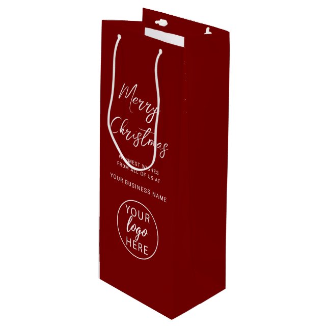 Sacola Para Vinho Modern Christmas Holiday Business Logo (Frente inclinada)