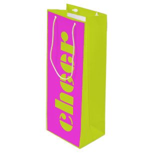 Sacola Para Vinho Moderno Cheio Fuchsia Rosa e Verde Brilhante