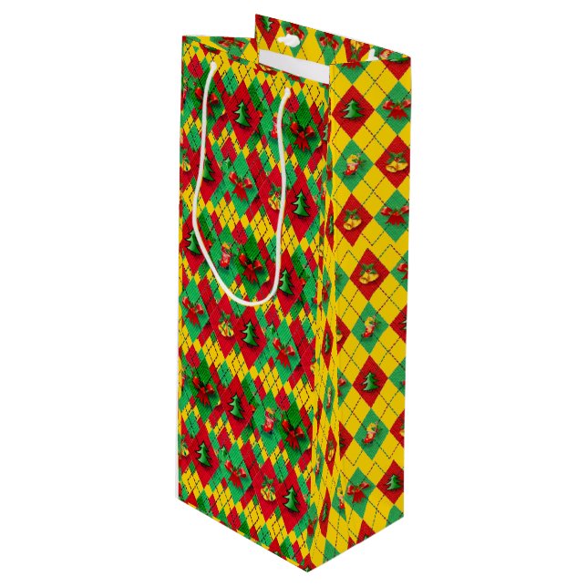 Sacola Para Vinho Modo Feliz - Presente de Vinho de Natal - (Frente inclinada)