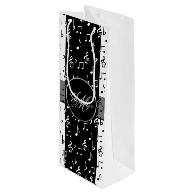 Sacola Para Vinho Monograma Black & White Musstris Wine Bag 2 (Frente inclinada)