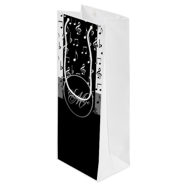 Sacola Para Vinho Monograma Black & White Musstris Wine Bag 3 (Frente inclinada)