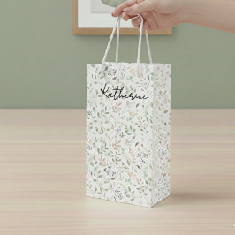 Sacola Para Vinho Monograma de Nome Boho de Flor Silvestre