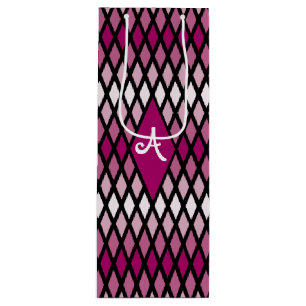 Sacola Para Vinho Monograma de Ombre do diamante cor-de-rosa