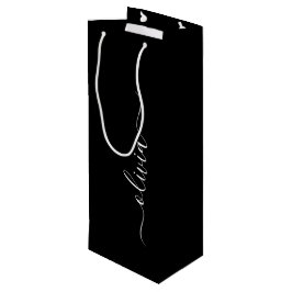 Sacola Para Vinho Monograma Minimalista Moderno Elegante Preto Branc