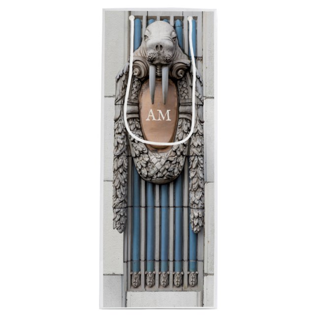 Sacola Para Vinho Monograma Personalizado da Escultura Beaux Arts Wa (Frente)