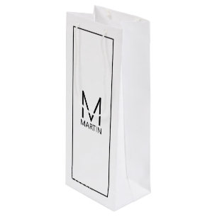 Sacola Para Vinho Monograma Personalizado Moderno e Nome da Oferta d